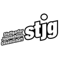 stjg-Logo-Schriftzug mit weißer Schrift und schwarzer Umrandung