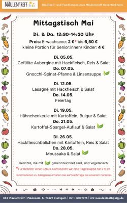 Die aktuelle Speisekarte für die laufenden zwei Wochen