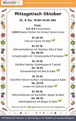 Die aktuelle Speisekarte für die laufenden zwei Wochen